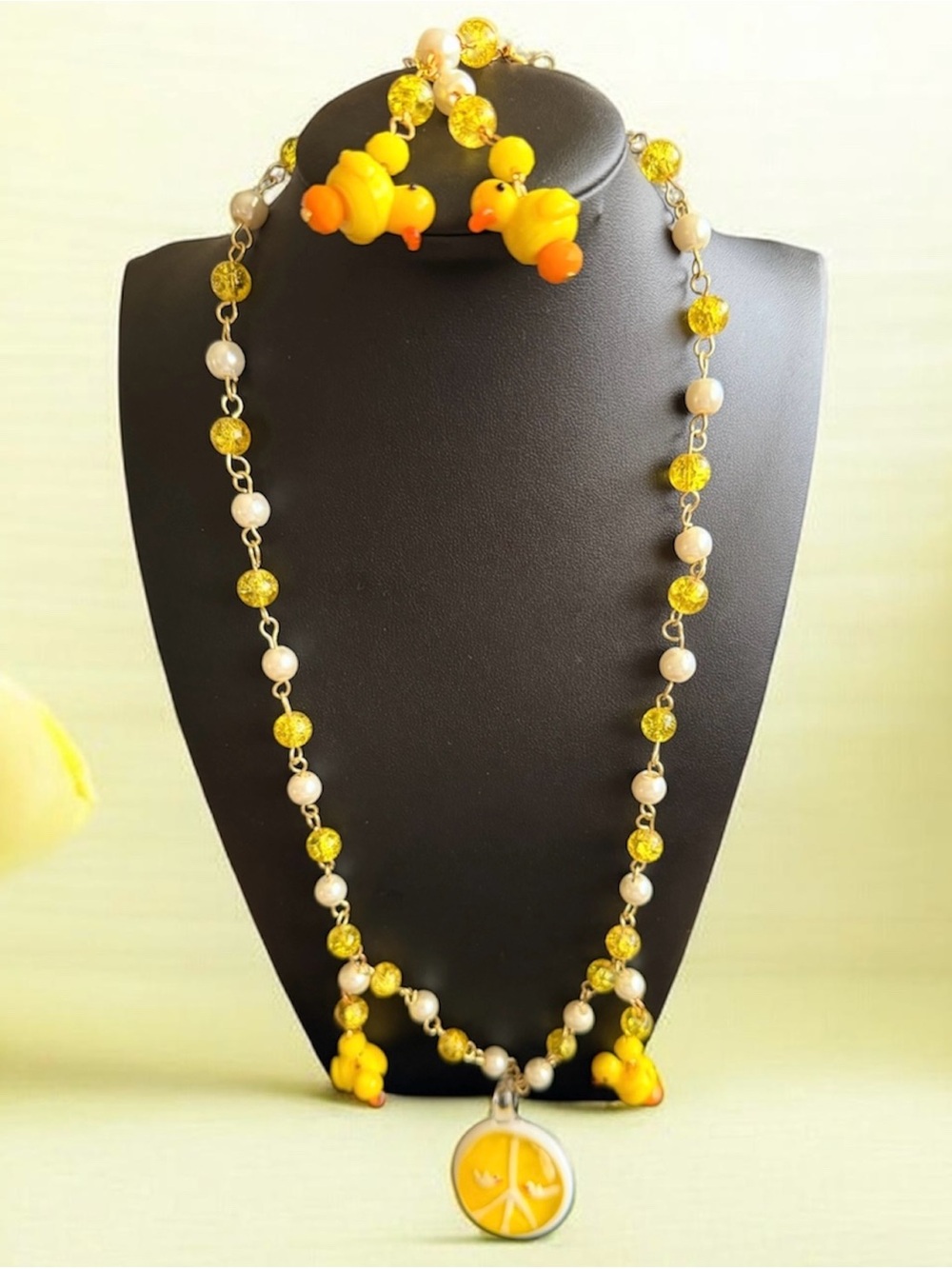 Playful Yellow Duck Pendant Necklace - Women Jewelry